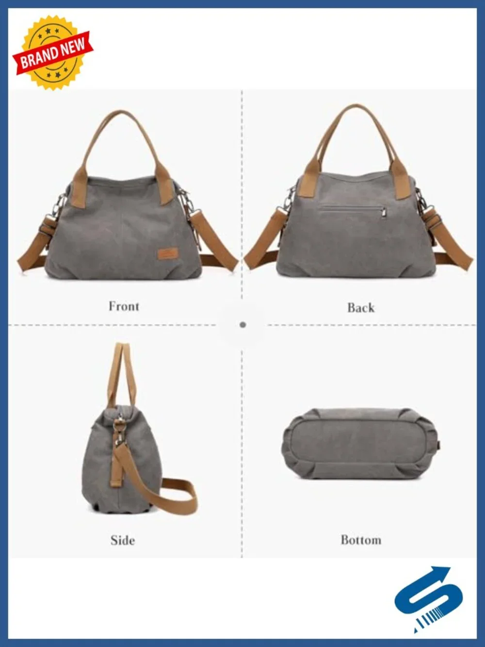 Women Canvas Shoulder Bag Large Crossbody Tote Satchel Messenger Casual Handbag